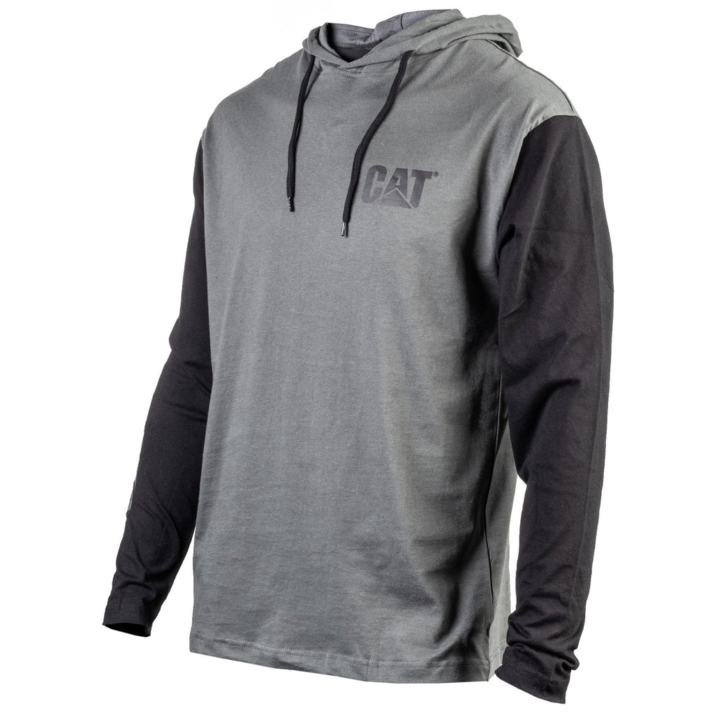 Caterpillar Hooded Long Sleeve Men's Tee Shirts Dark Heather Grey  USA |  794680-VZY