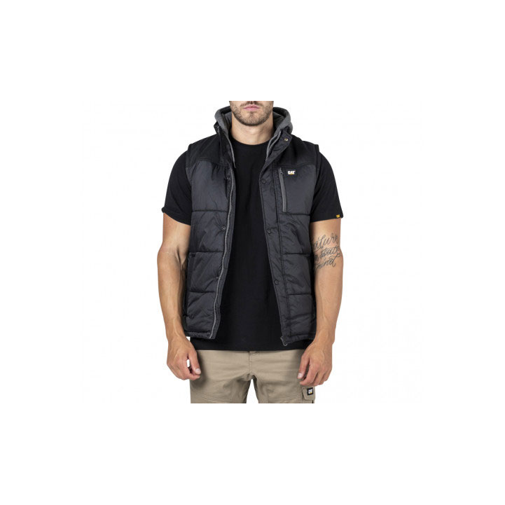 Caterpillar Hooded Work Men's Vests Black  USA |  741062-XLF