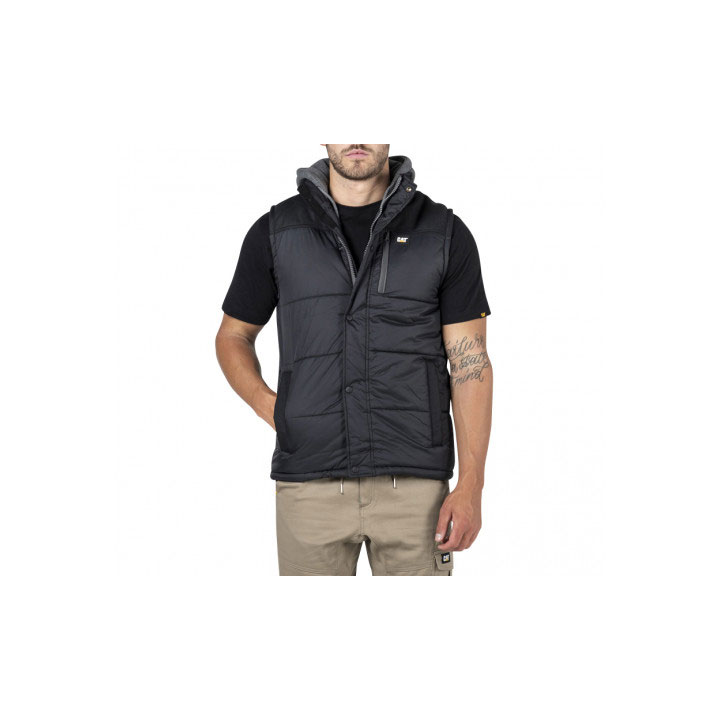 Caterpillar Hooded Work Men's Vests Black  USA |  741062-XLF