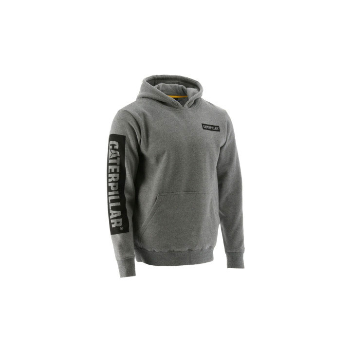 Caterpillar Icon Block Hooded Men's Sweatshirts Dark Heather Grey  USA |  734916-CWF