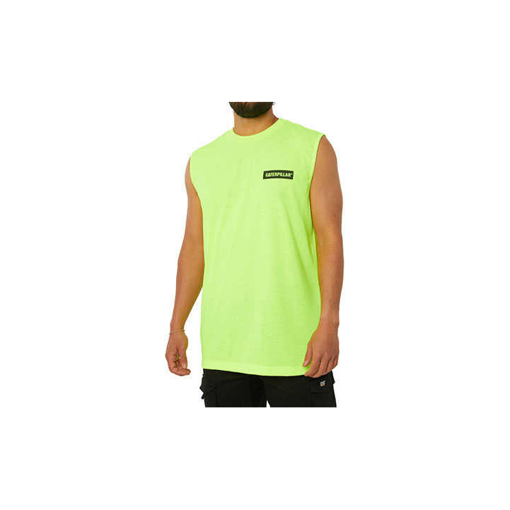 Caterpillar Icon Muscle Men's Tee Shirts Hi-Vis Yellow  USA |  705643-NPE