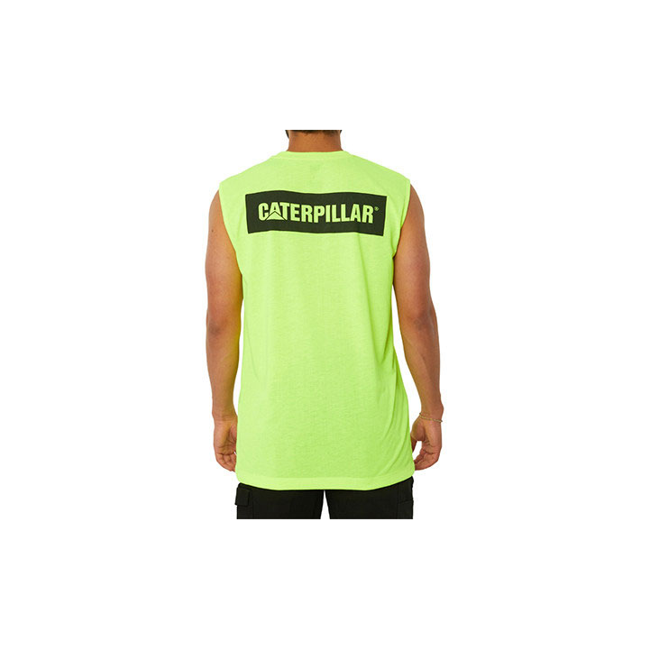 Caterpillar Icon Muscle Men's Tee Shirts Hi-Vis Yellow  USA |  705643-NPE