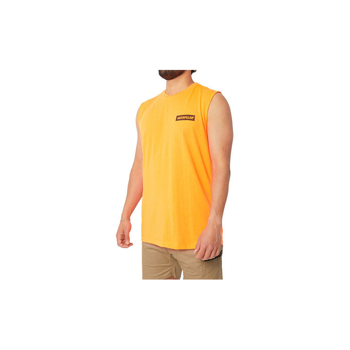 Caterpillar Icon Muscle Men's Tee Shirts Hi-Vis Orange  USA |  983640-TOE