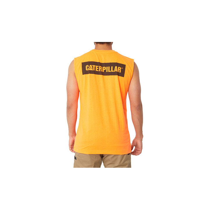 Caterpillar Icon Muscle Men's Tee Shirts Hi-Vis Orange  USA |  983640-TOE