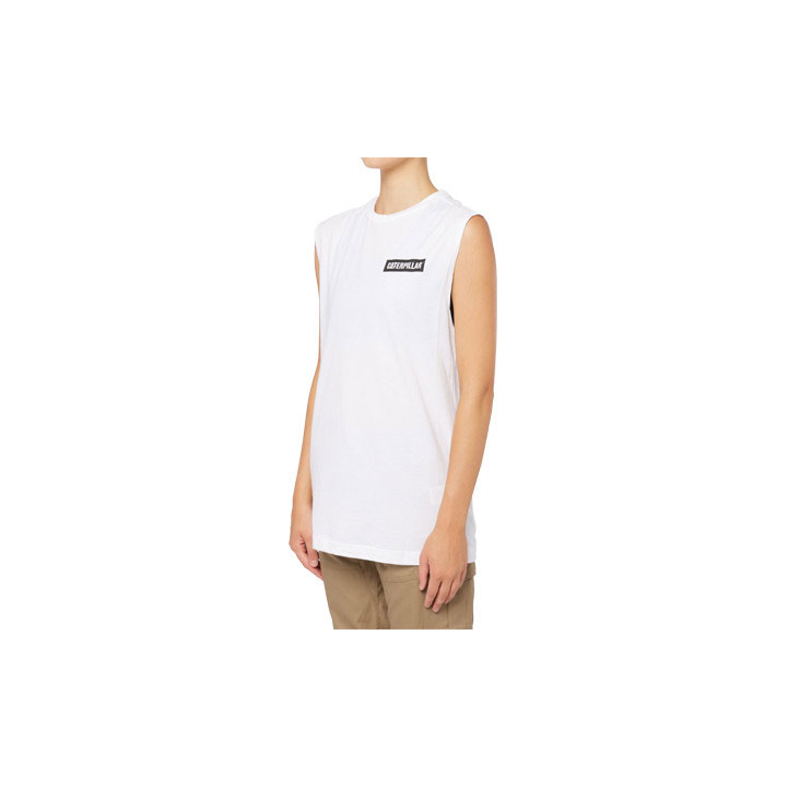 Caterpillar Icon Muscle Tank Men's Tee Shirts White  USA |  263745-TXM