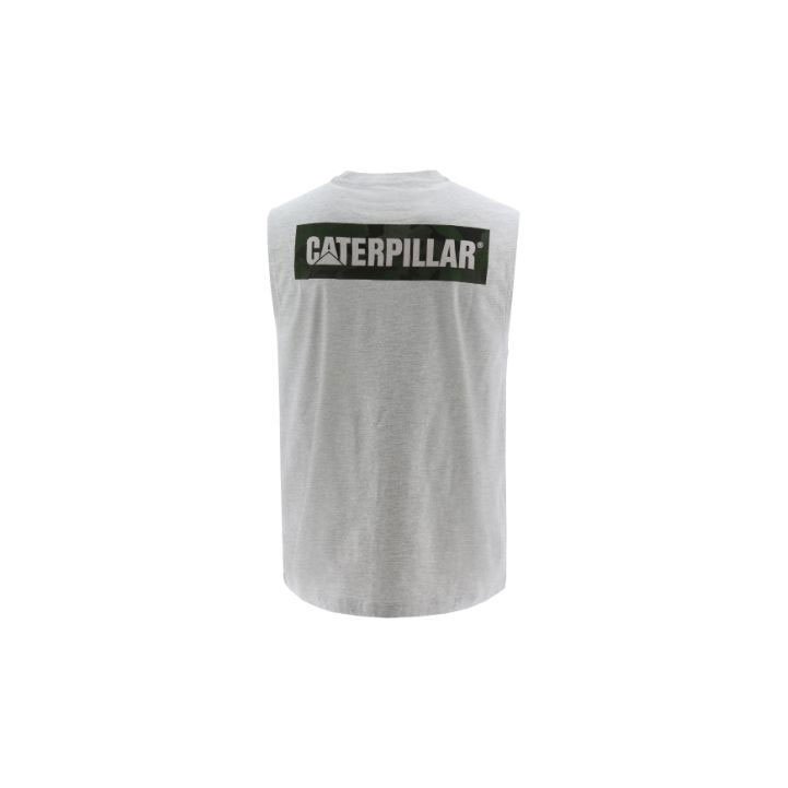 Caterpillar Icon Muscle Tank Men's Tee Shirts Birch Heather  USA |  913507-ZUH