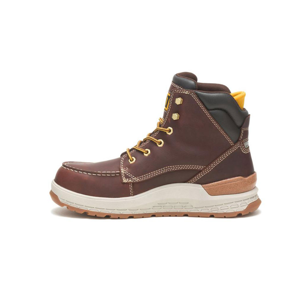 Caterpillar Impact Waterproof Carbon Composite Toe Men's Work Boots Friar Brown  USA |  615923-VBW