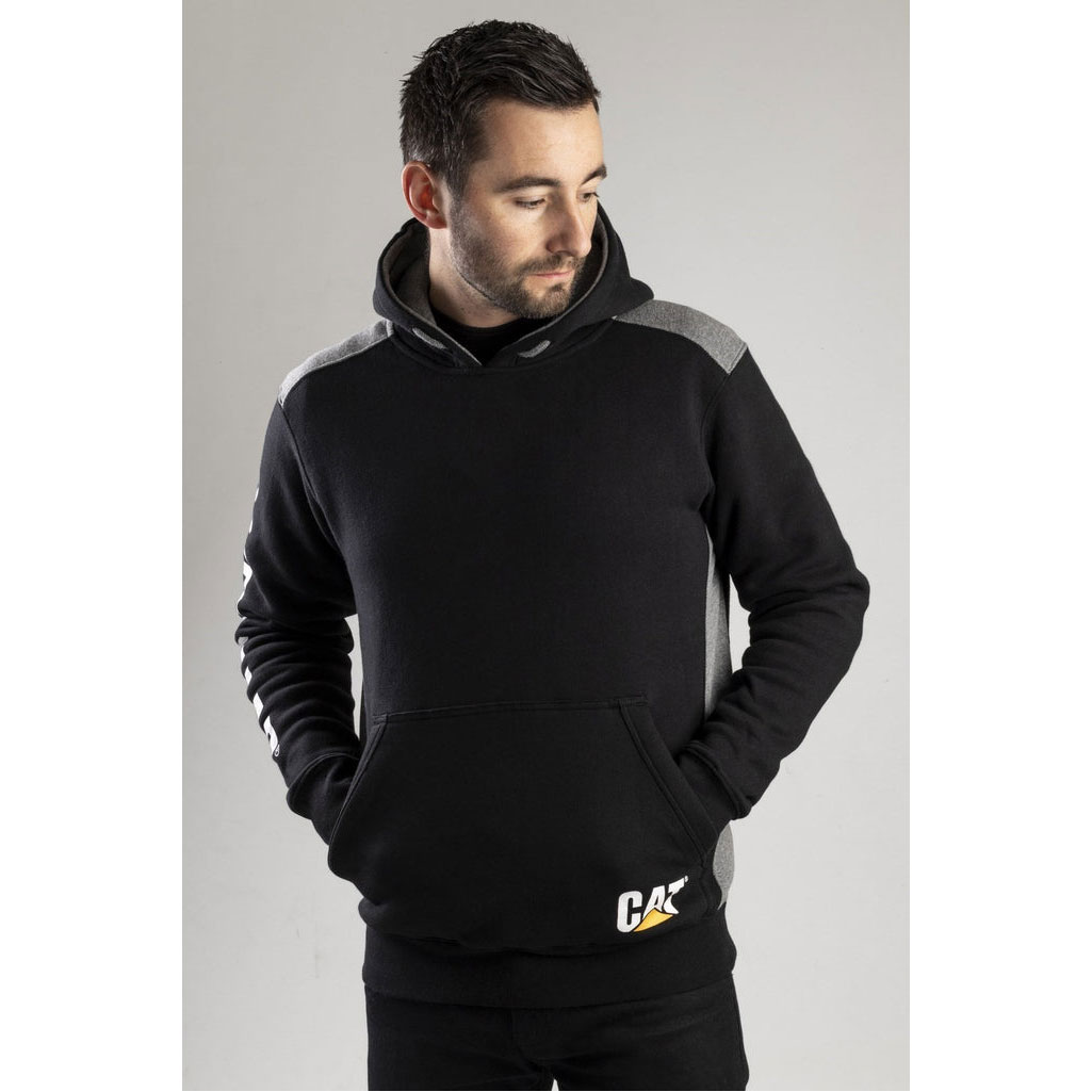 Caterpillar Logo Panel Hooded Men's Sweatshirts Black  USA |  284097-ZYN