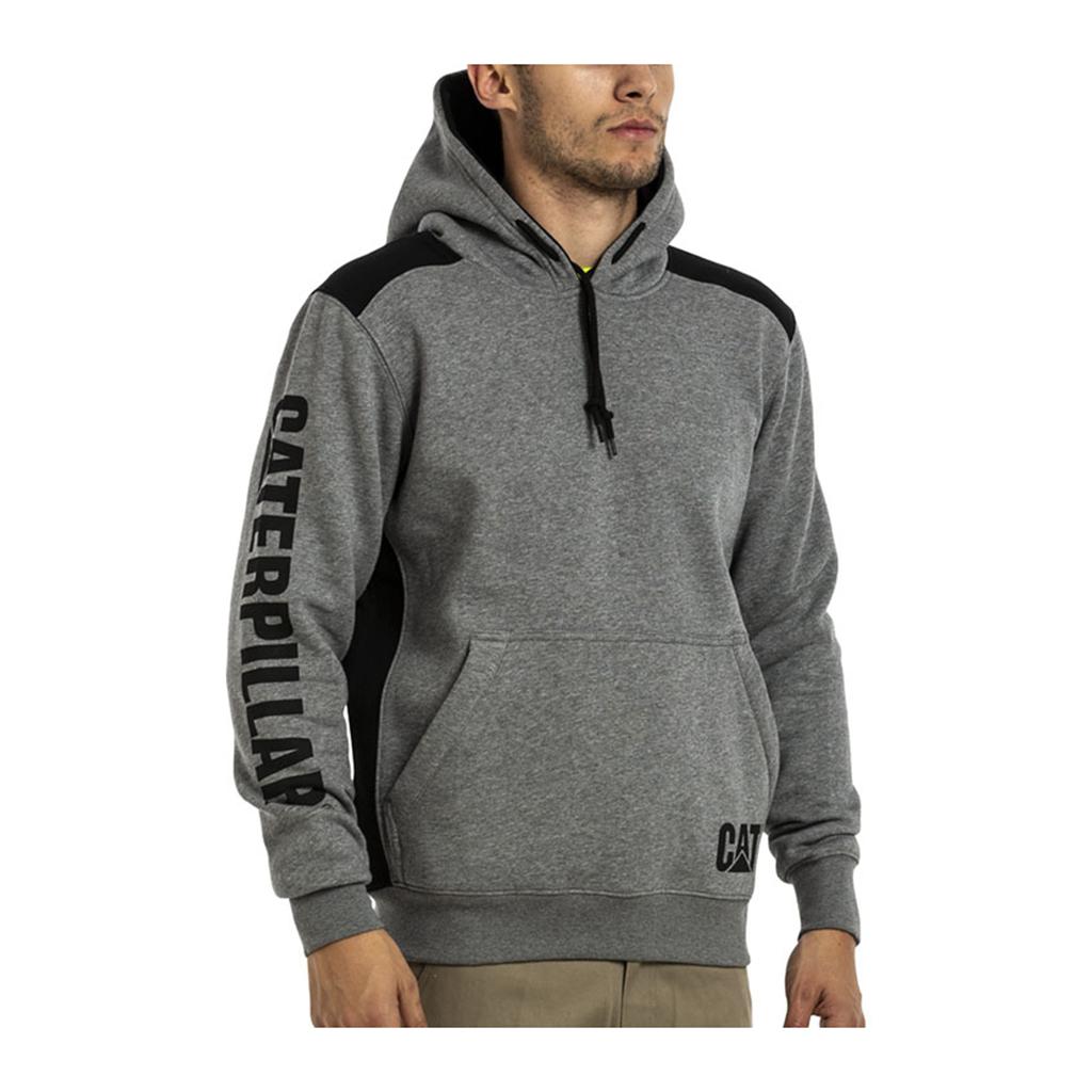 Caterpillar Logo Panel Hooded Sweat Men's Sweatshirts Dark Grey  USA |  120987-WEK