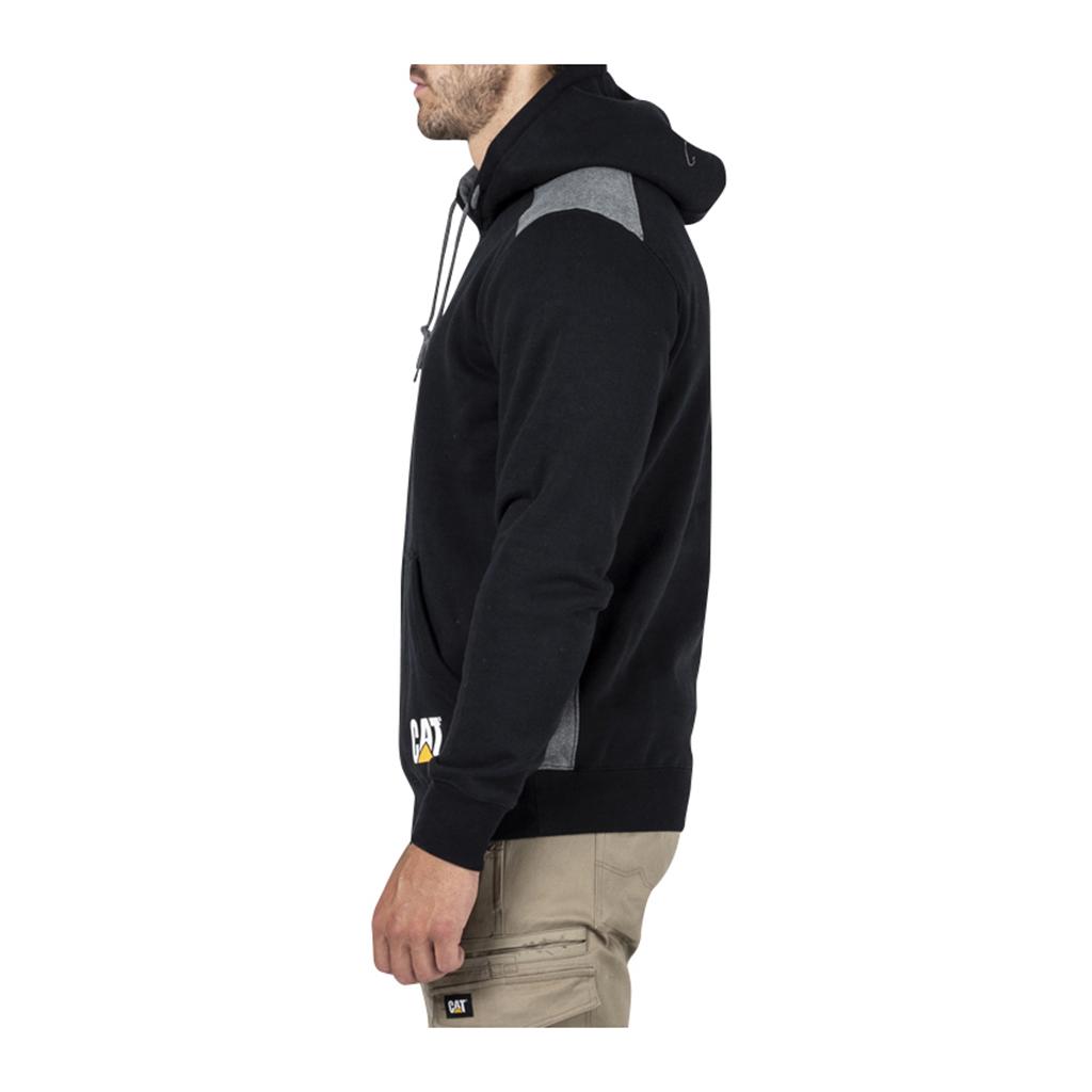 Caterpillar Logo Panel Hooded Sweat Men's Sweatshirts Black  USA |  835206-EDH