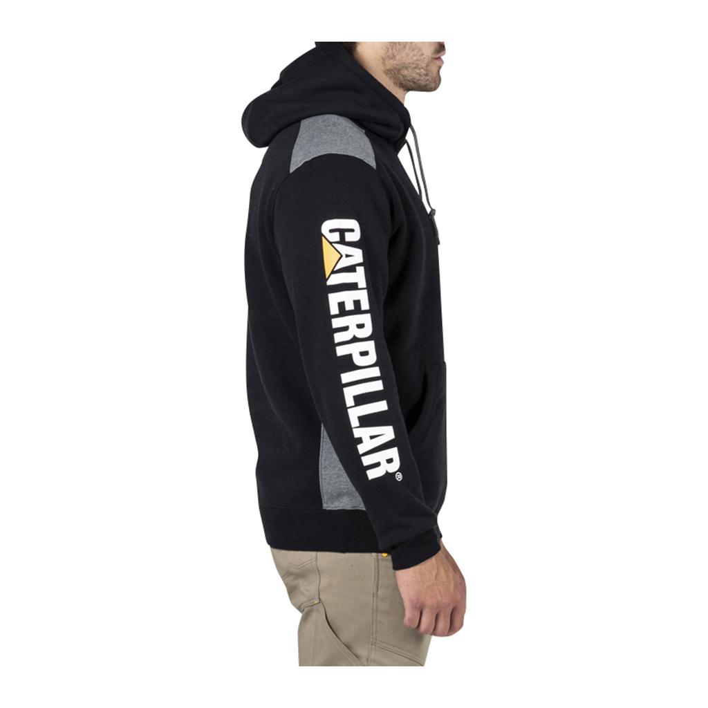 Caterpillar Logo Panel Hooded Sweat Men's Sweatshirts Black  USA |  835206-EDH