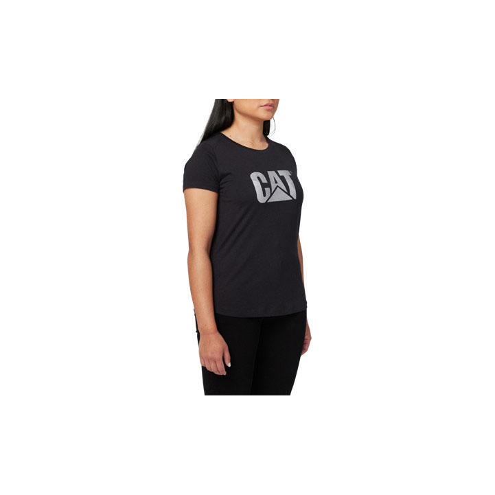 Caterpillar Logo Tm Graphic Women's Tee Shirts Black  USA |  132580-HEA