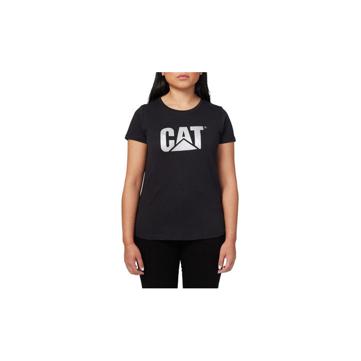 Caterpillar Logo Tm Graphic Women\'s Tee Shirts Black  USA |  132580-HEA