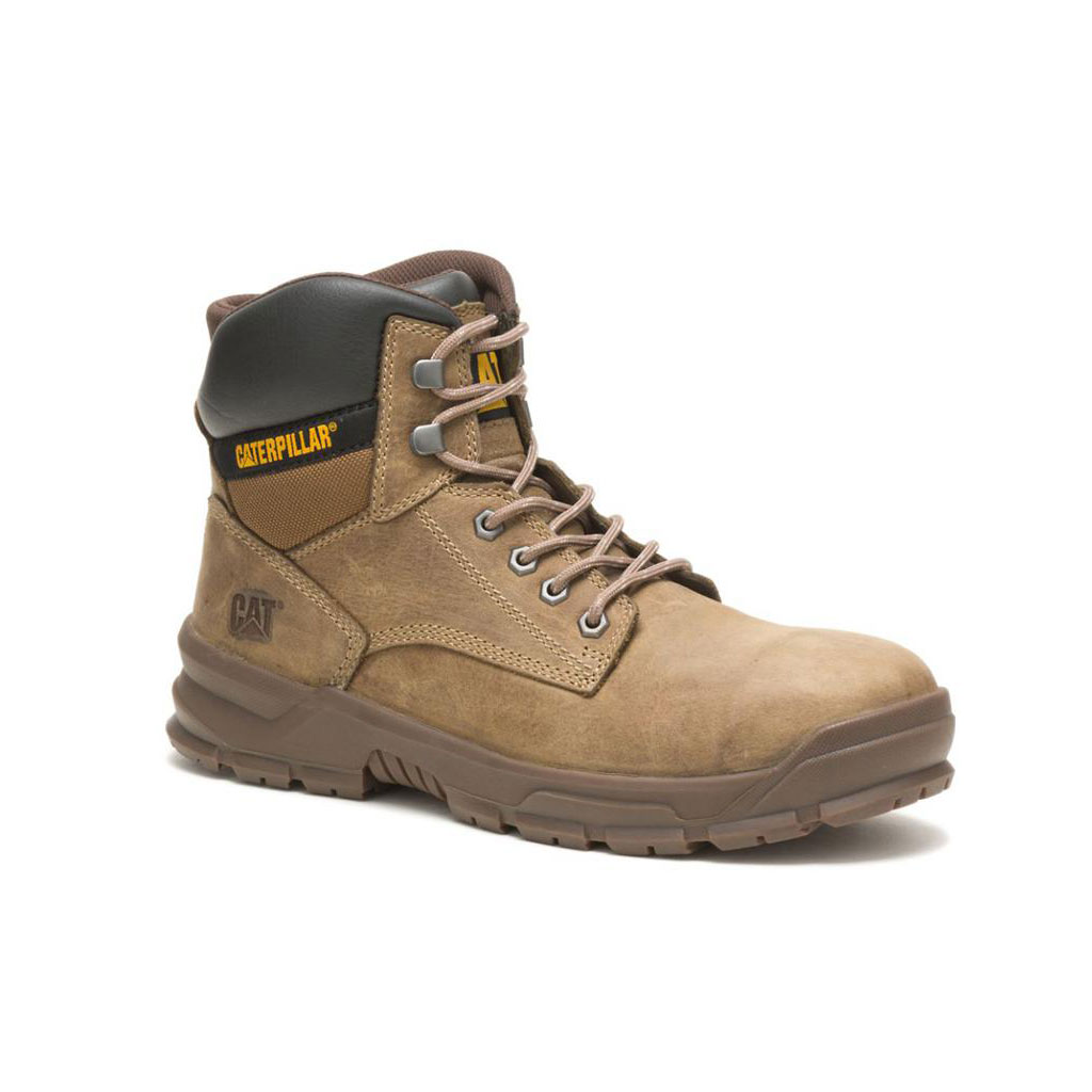 Caterpillar Mobilize Alloy Toe Men's Safety Toe Boots Fossil Brown  USA |  296587-BOJ