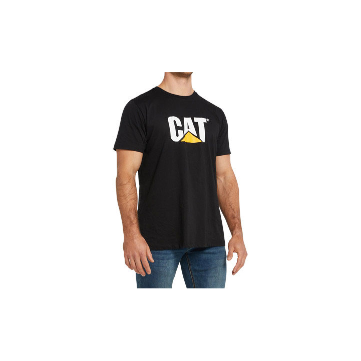 Caterpillar Original Logo Men's Tee Shirts Pitch Black Trade-Mark  USA |  816294-IUE