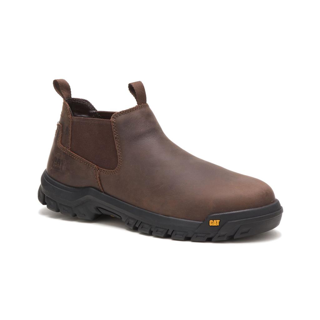 Caterpillar Outline Slip-on Steel Toe Men's Work Boots Brown  USA |  158634-YWP