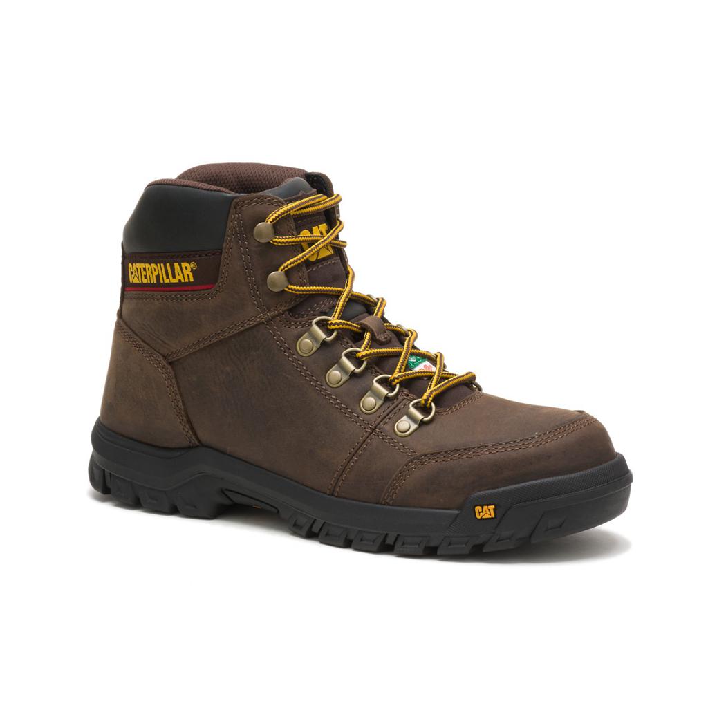 Caterpillar Outline Steel Toe Csa Men's Work Boots Brown  USA |  639784-PJF