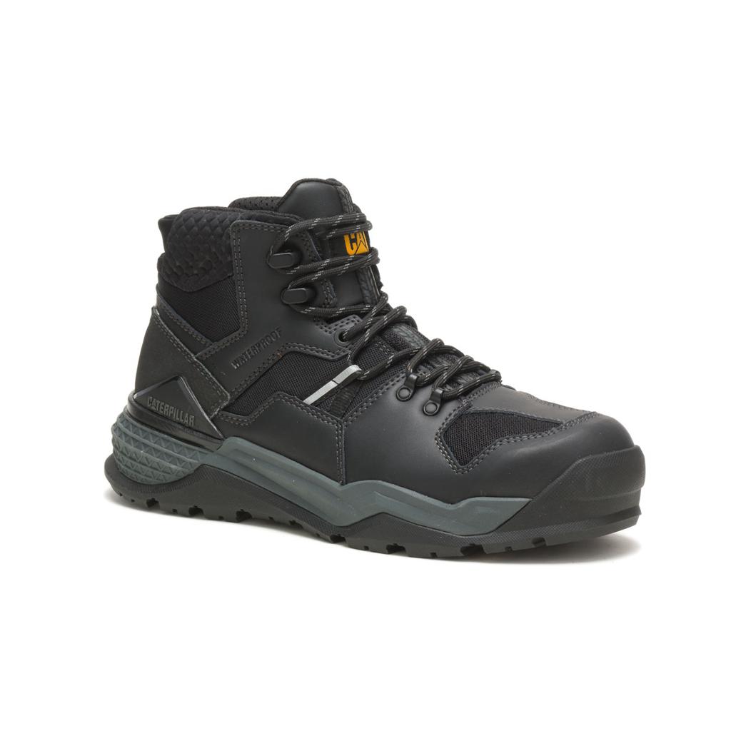 Caterpillar Provoke Mid Waterproof Alloy Toe Men's Work Boots Black  USA |  038475-ZSX