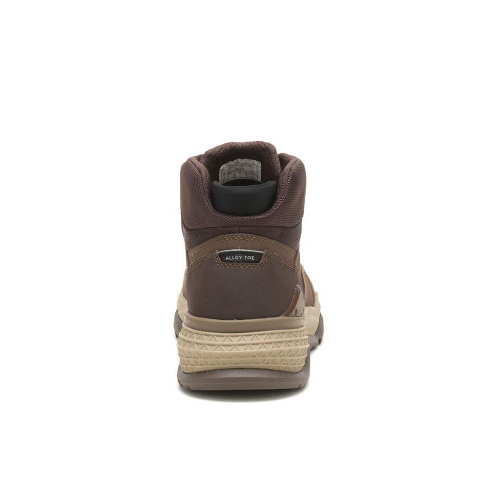 Caterpillar Provoke Mid Waterproof Alloy Toe Men's Work Boots Chocolate Brown  USA |  273850-IOG