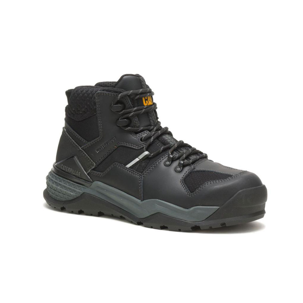 Caterpillar Provoke Mid Waterproof Alloy Toe Men's Work Boots Black / Sand  USA |  523479-JCW