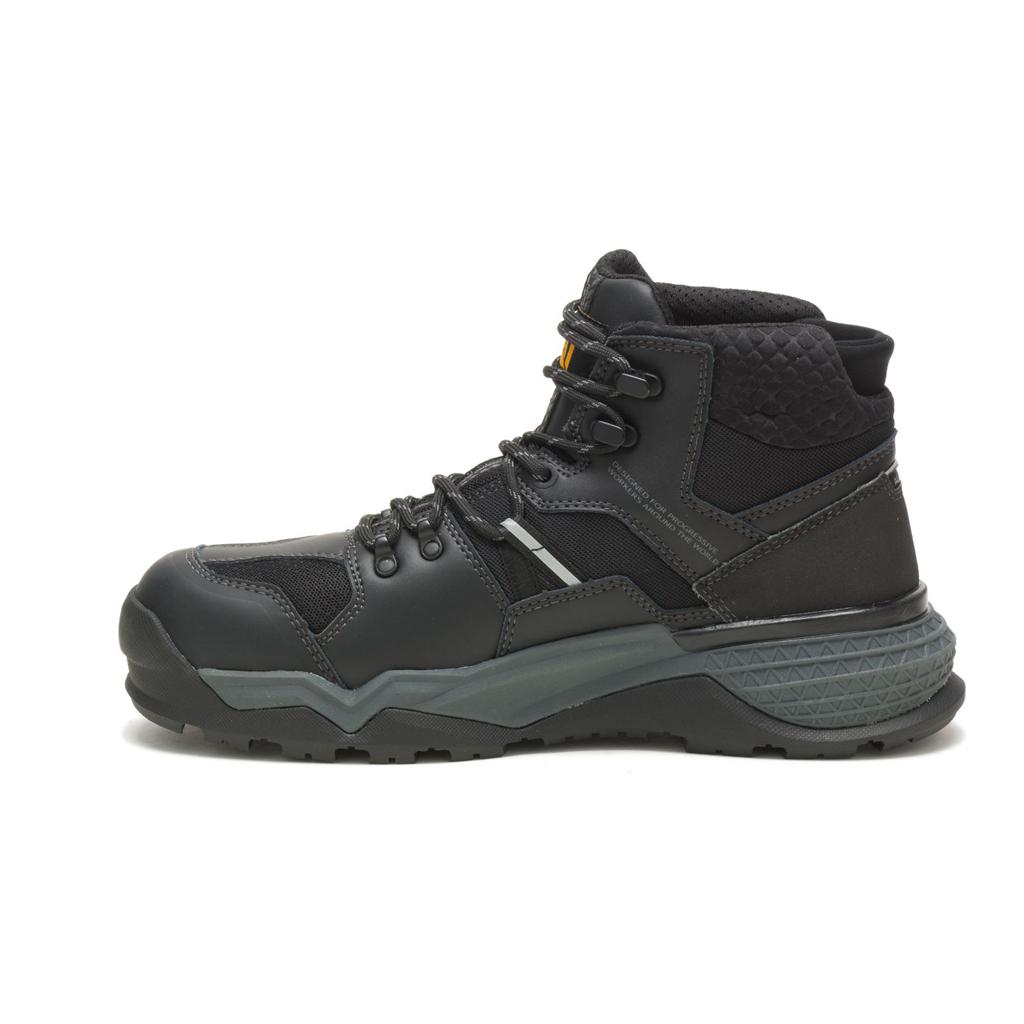 Caterpillar Provoke Mid Waterproof Alloy Toe Men's Work Boots Black  USA |  548693-TFO