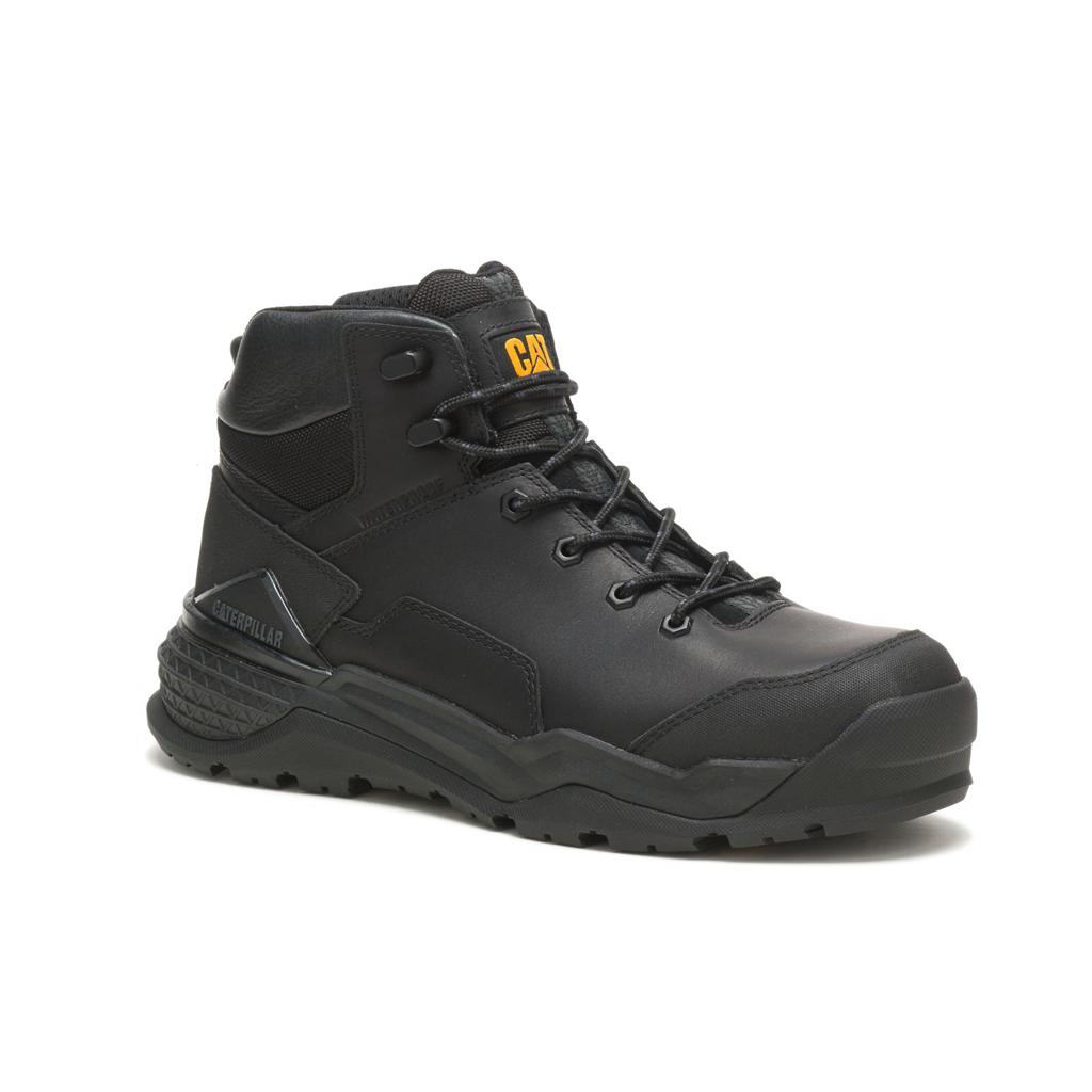 Caterpillar Provoke Mid Waterproof Alloy Toe Men's Work Boots Black  USA |  621097-EKB