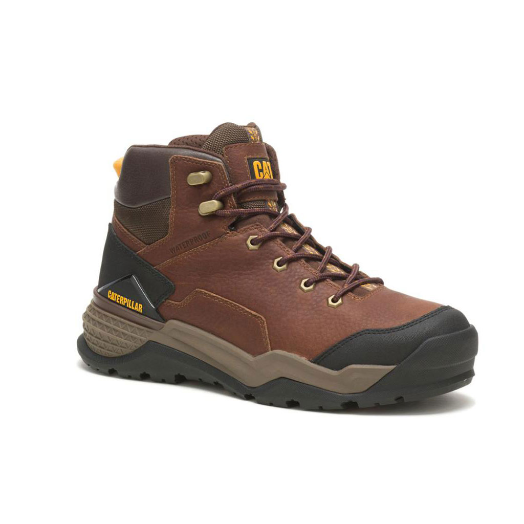 Caterpillar Provoke Mid Waterproof Men's Work Boots Oak Brown  USA |  560789-UNR