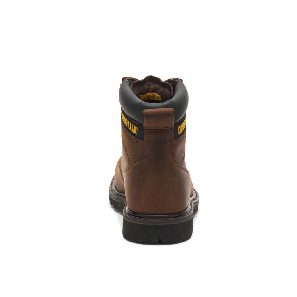 Caterpillar Second Shift Steel Toe Men's Work Boots Dark Brown  USA |  216739-WFG