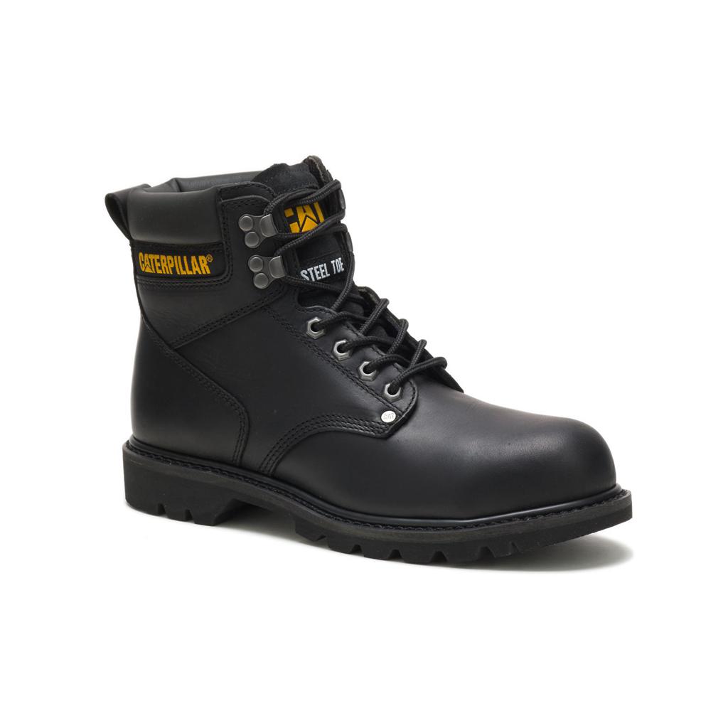 Caterpillar Second Shift Steel Toe Men's Work Boots Black  USA |  476915-ANR