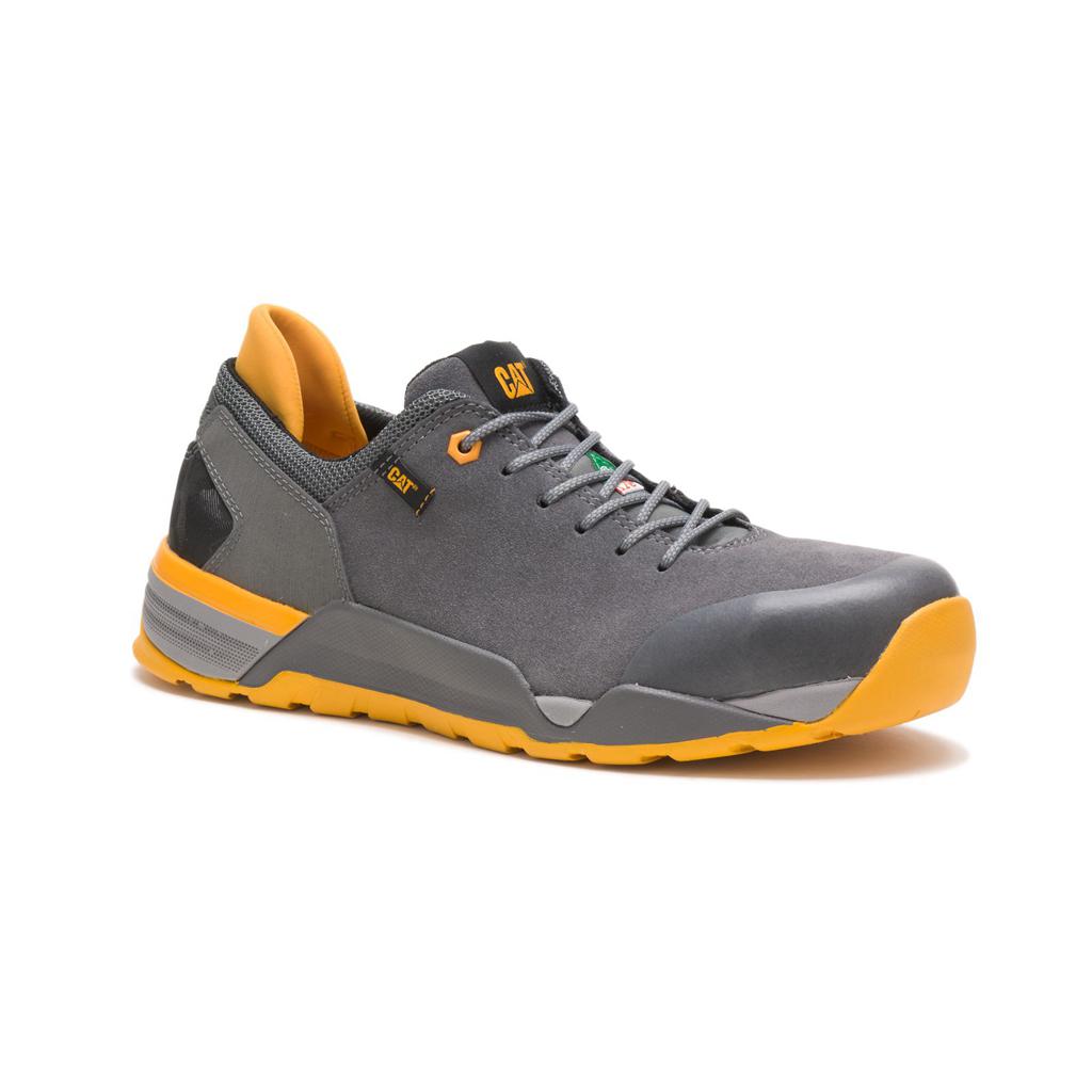 Caterpillar Sprint Suede Alloy Toe Csa Men's Work Shoes Grey/Orange  USA |  436078-CWB