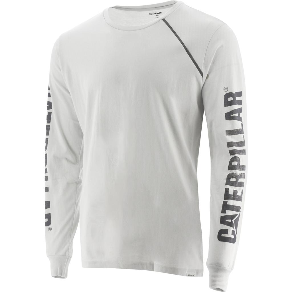 Caterpillar Stone Reflective L/S Men's T-Shirts White  USA |  846970-VHB