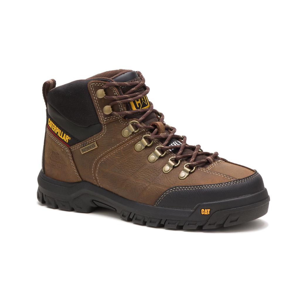 Caterpillar Threshold Waterproof Steel Toe Men's Work Boots Brown  USA |  270198-OJI