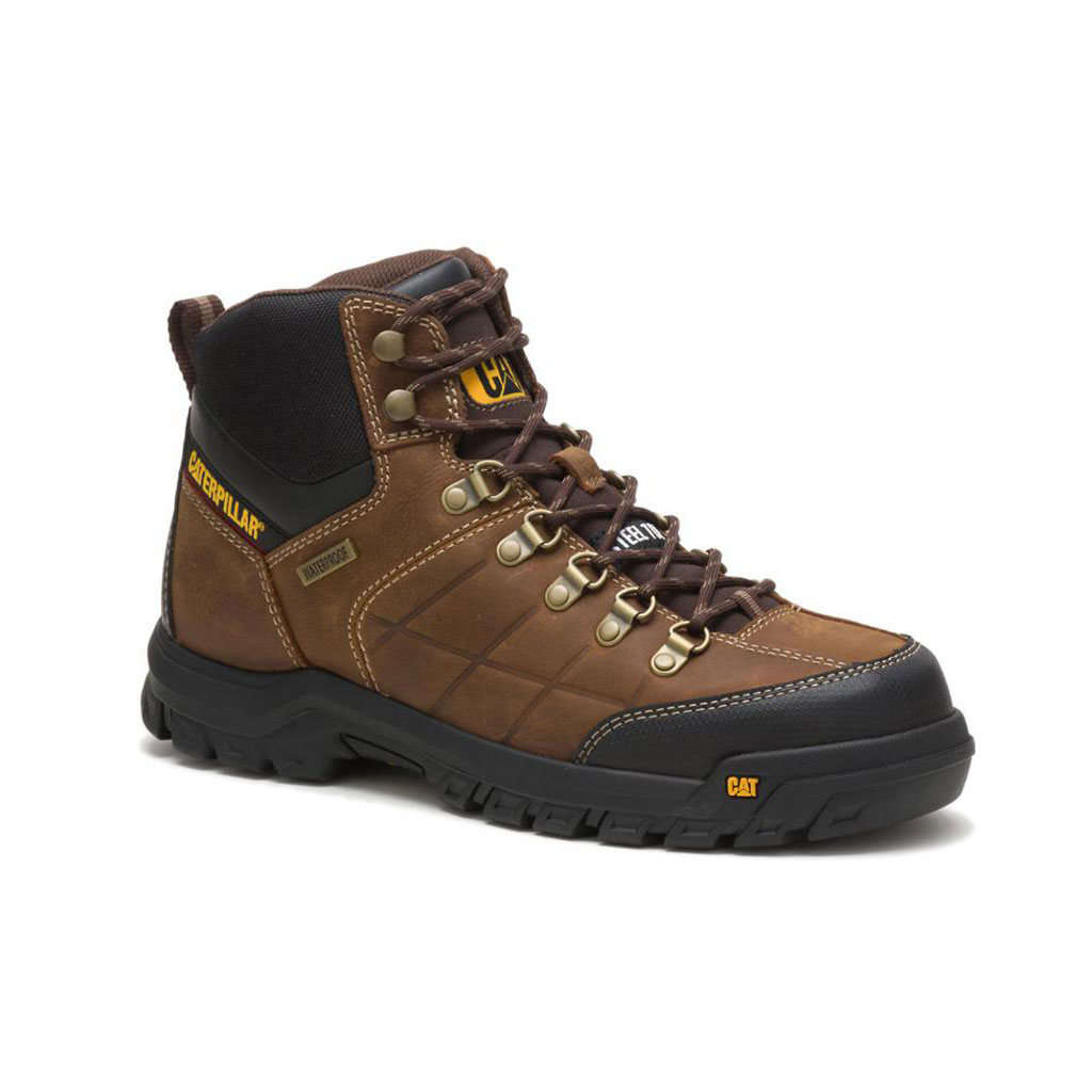 Caterpillar Threshold Waterproof Steel Toe Men's Safety Toe Boots Real Brown  USA |  627580-ALS