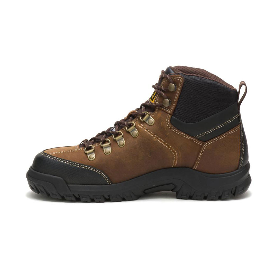 Caterpillar Threshold Waterproof Steel Toe Men's Safety Toe Boots Real Brown  USA |  627580-ALS