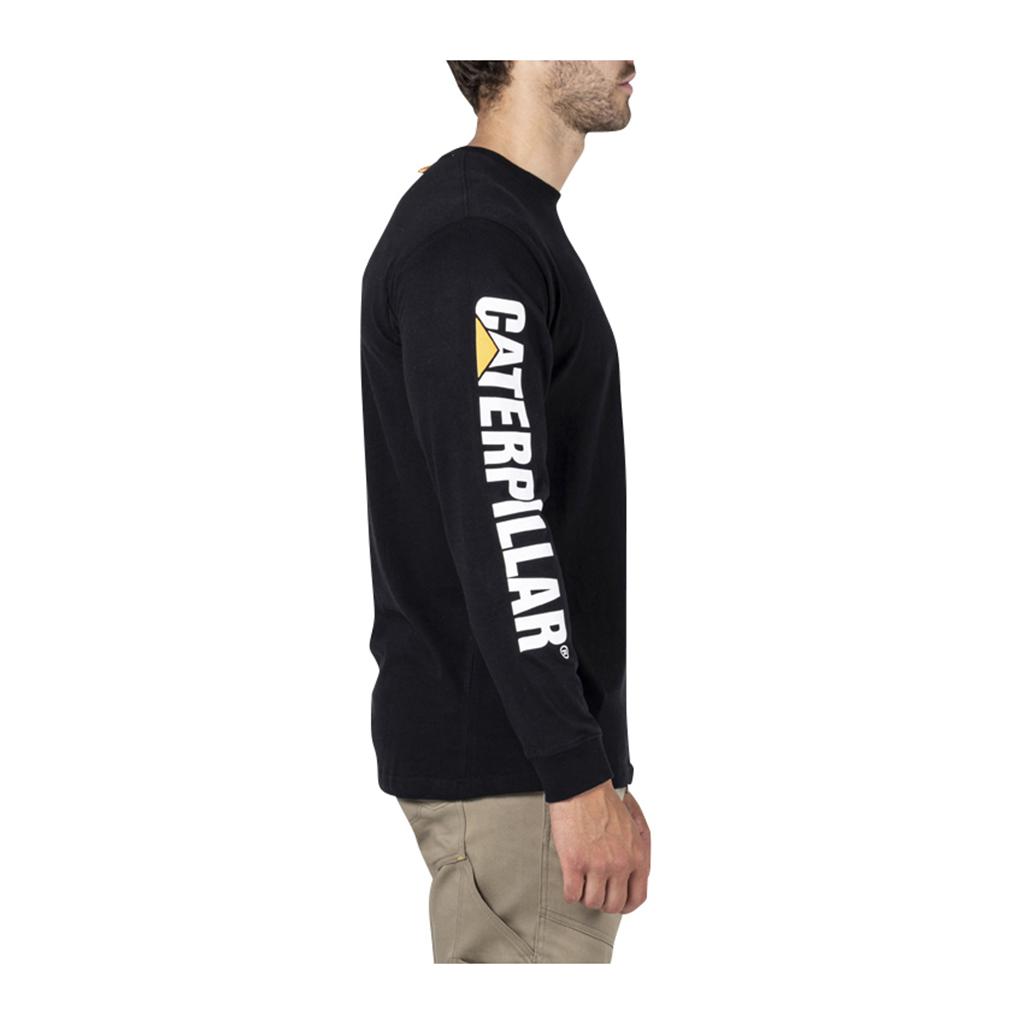 Caterpillar Trademark Banner L/S Men's T-Shirts Black  USA |  684135-DOS