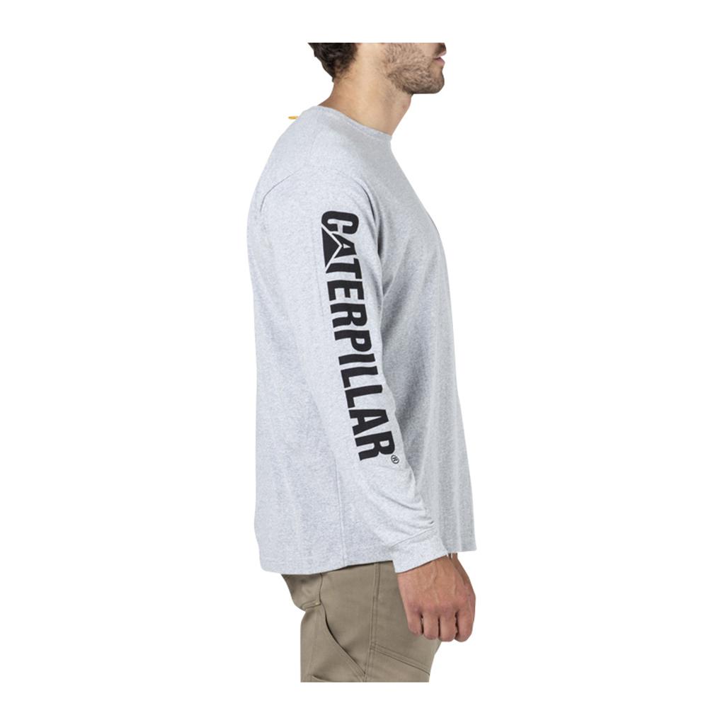 Caterpillar Trademark Banner L/S Men's T-Shirts Grey  USA |  809657-DVB