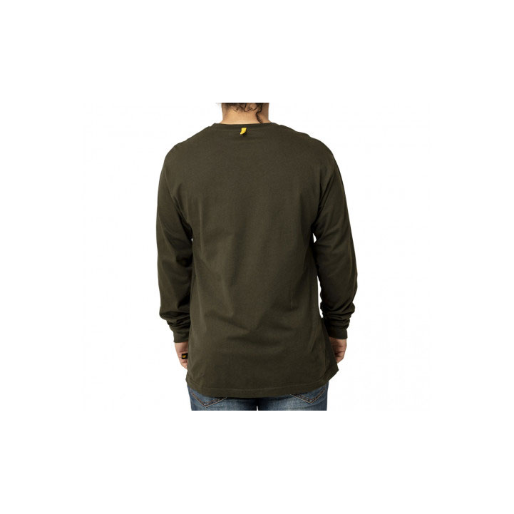 Caterpillar Trademark Banner Long Sleeve Men's Tee Shirts Army Moss  USA |  176930-ZGE