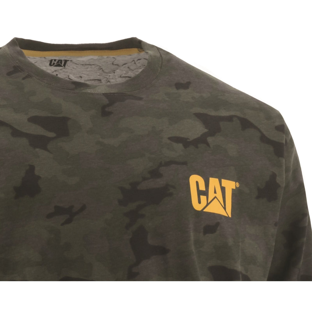 Caterpillar Trademark Banner Long Sleeve Men's Tee Shirts Night Camo  USA |  309274-LHF