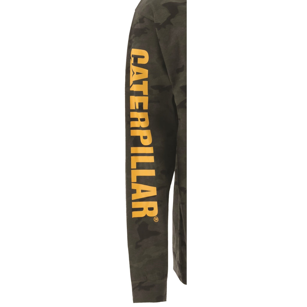 Caterpillar Trademark Banner Long Sleeve Men's Tee Shirts Night Camo  USA |  309274-LHF