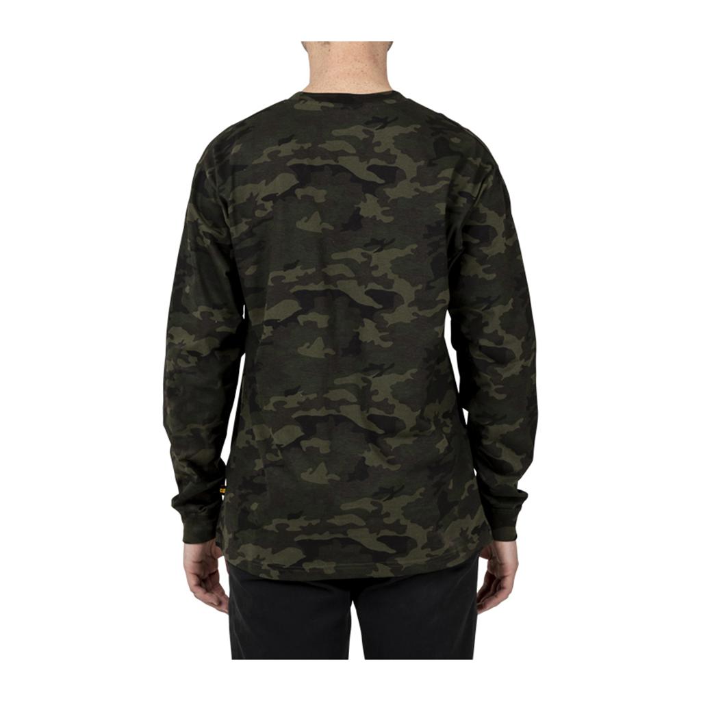 Caterpillar Trademark Banner Long Sleeve Men's T-Shirts Camo  USA |  592407-RFV