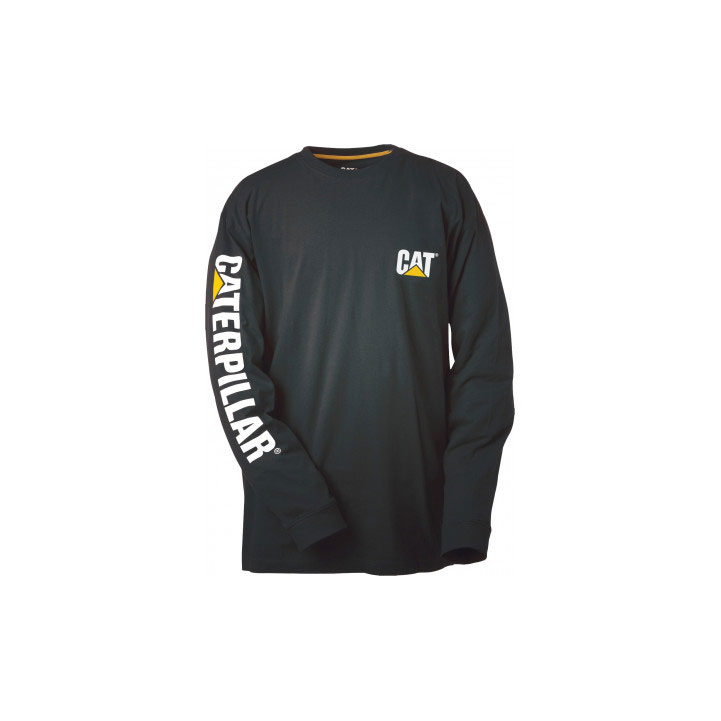 Caterpillar Trademark Banner Long Sleeve Women's Tee Shirts Black  USA |  651372-LIW