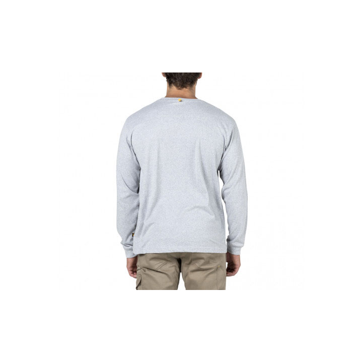 Caterpillar Trademark Banner Long Sleeve Men's Tee Shirts Heather Grey  USA |  734062-QIW