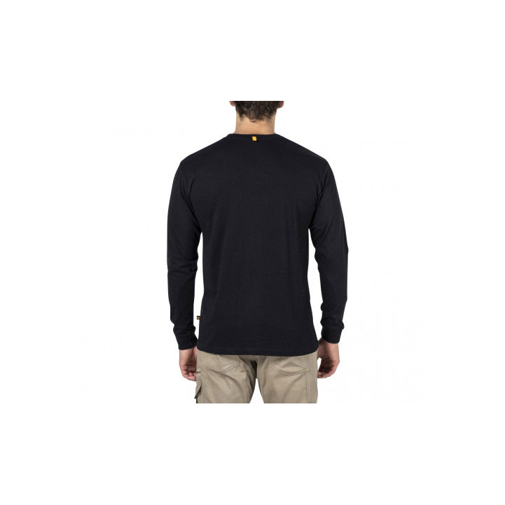 Caterpillar Trademark Banner Long Sleeve Men's Tee Shirts Black  USA |  869254-FWE