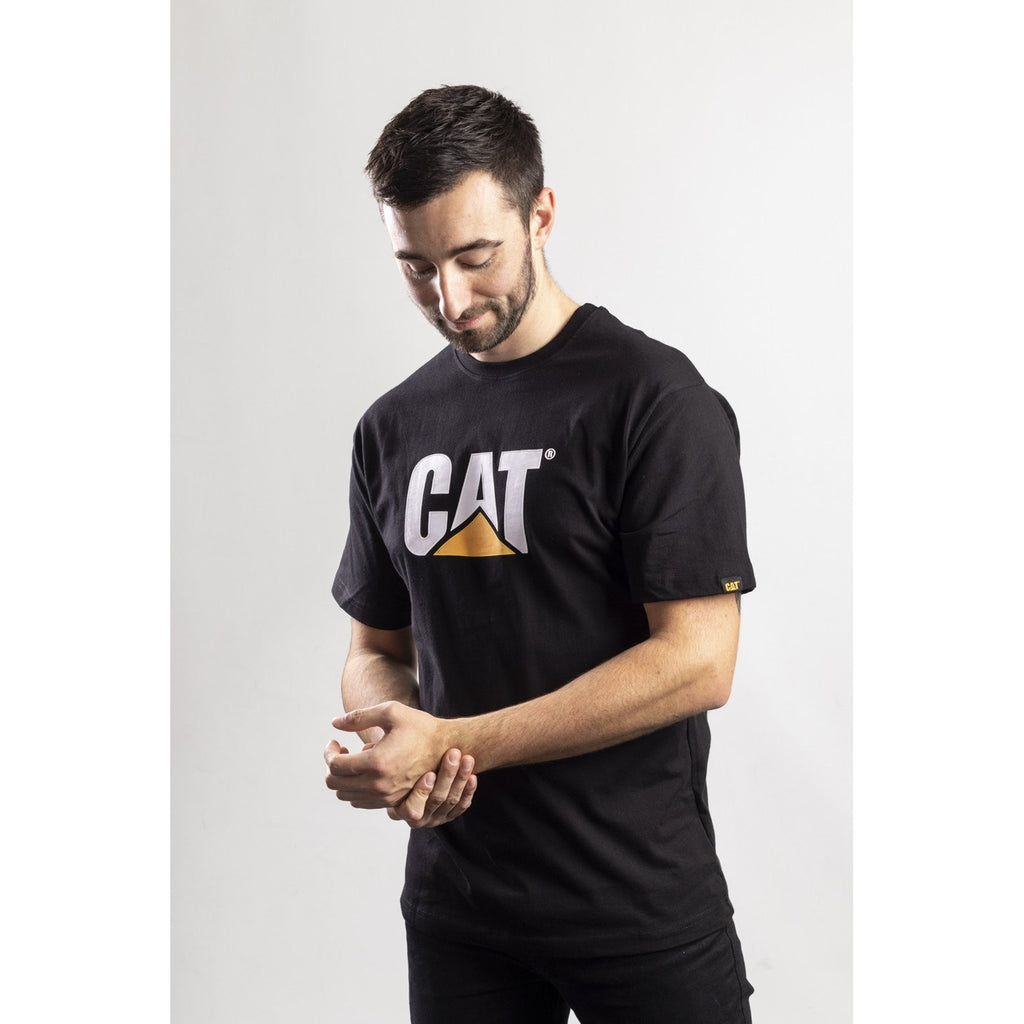 Caterpillar Trademark Logo Men's Tee Shirts Black  USA |  307812-FSH