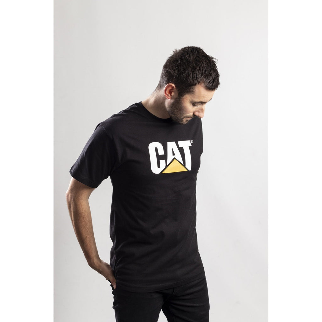 Caterpillar Trademark Logo Men's Tee Shirts Black  USA |  307812-FSH