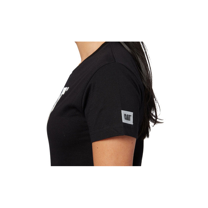 Caterpillar Trademark Logo Women's Tee Shirts Black  USA |  462758-RLD