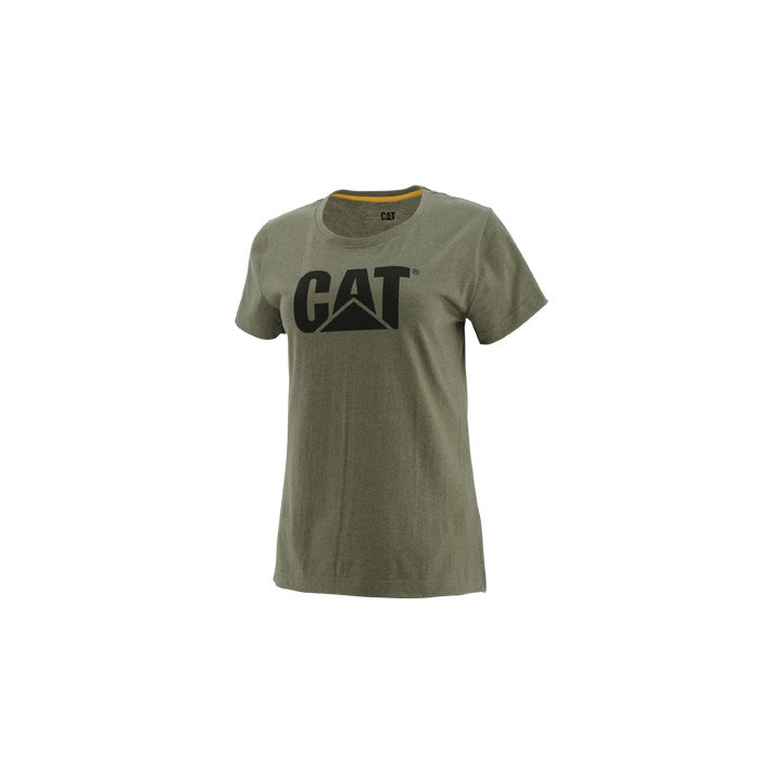 Caterpillar Trademark Logo Women\'s Tee Shirts Green  USA |  635210-ZTQ