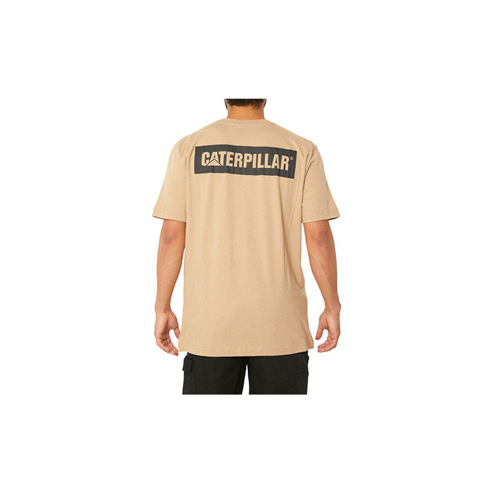 Caterpillar Triton Block Short Sleeve Men's Tee Shirts Oxford Tan Khaki  USA |  106748-ORF