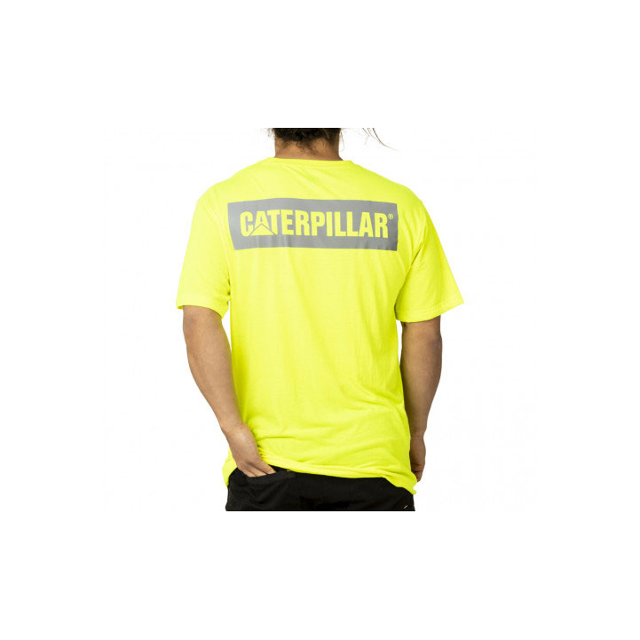 Caterpillar Triton Block Short Sleeve Men's Tee Shirts Hi-Vis Yellow  USA |  531974-RCY