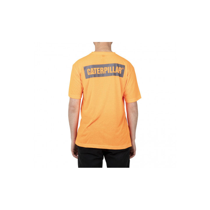 Caterpillar Triton Block Short Sleeve Men's Tee Shirts Hi-Vis Orange  USA |  743190-UHF